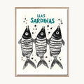 Cuadro Playa  Peces Ilustración Marina Moderna