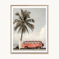 Cuadro Playa Auto Vintage Playa Palmeras