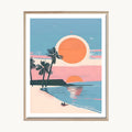 Cuadro Atardecer Playa Sol Naranja