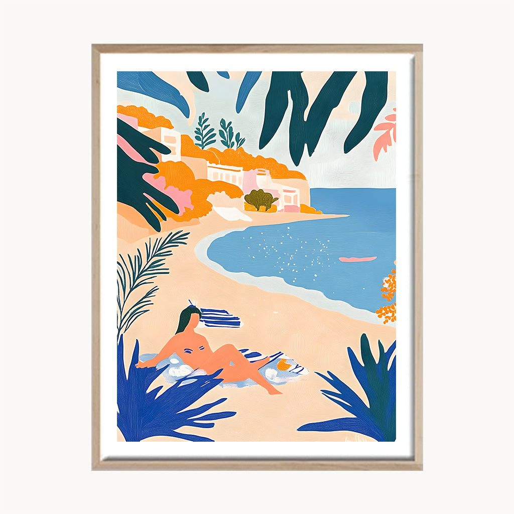 Cuadro Playa Ilustración Tropical Colorida