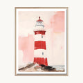 Cuadro Playa Faro Rojo Estilo Costero