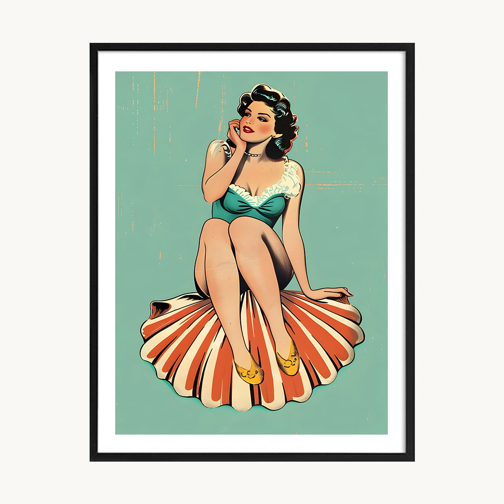 Cuadro Playa Mujer Verano Estilo Retro