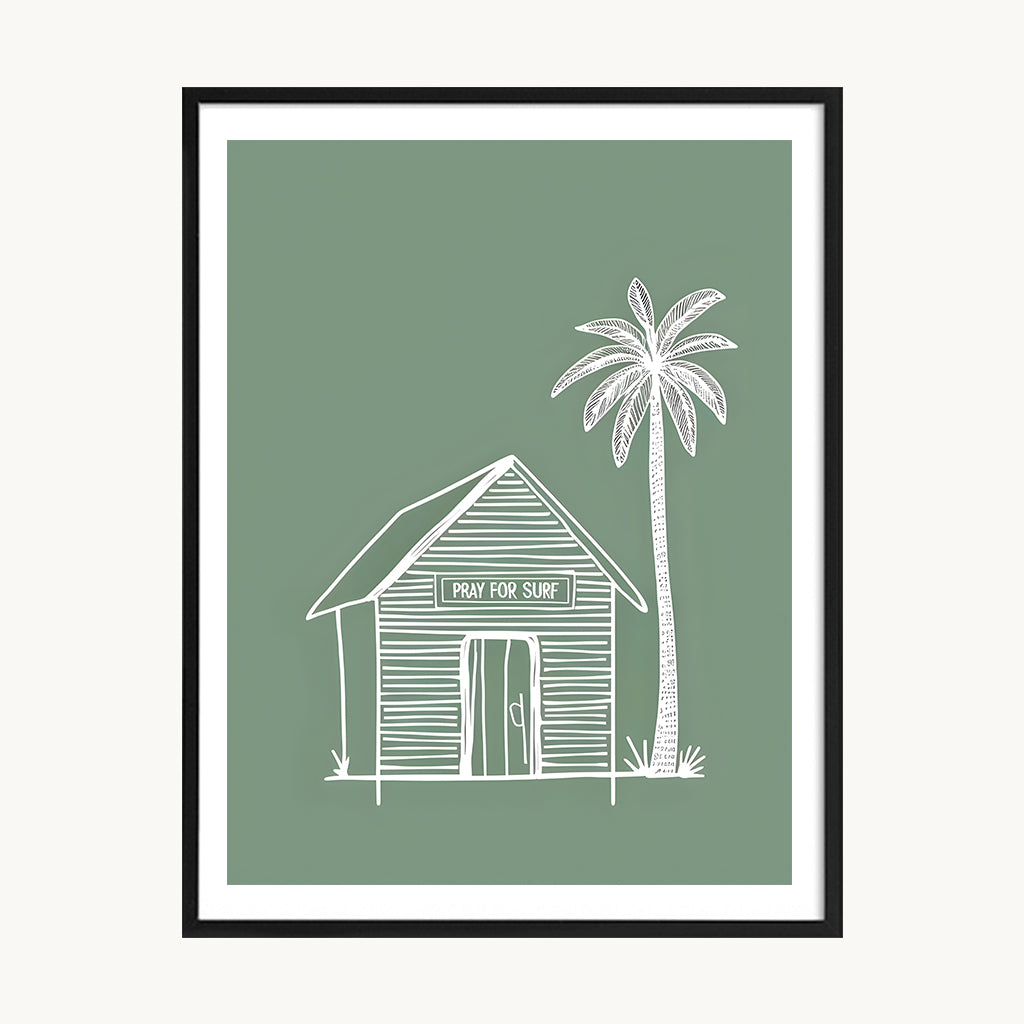 Cuadro Playa Casa de Playa Verde Minimal