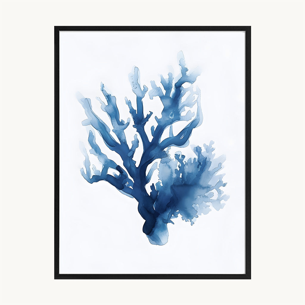 Set Cuadros Tríptico Botánica Azul Decorativa