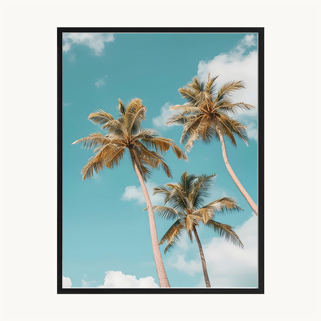 Cuadro Playa Palmeras Tropicales Cielo Azul