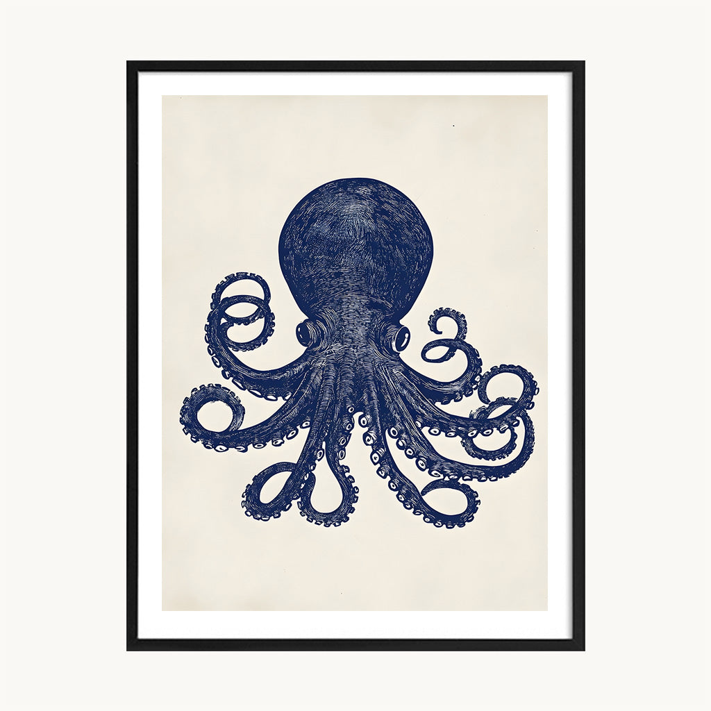 Cuadro Playa Pulpo Ilustración Marina Decorativa