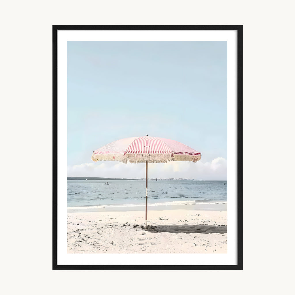 Cuadro Playa Sombrilla Rosa Playa Rosa Minimalista