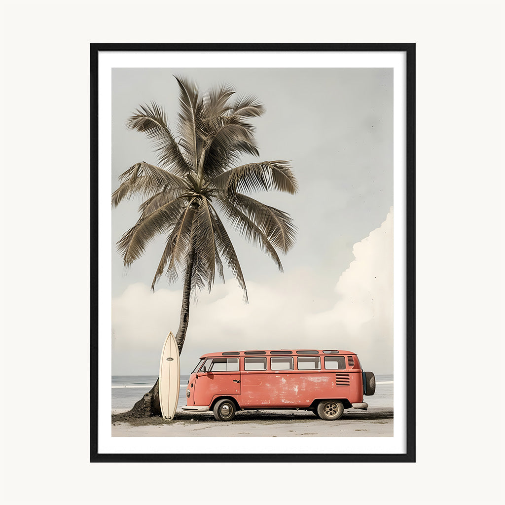 Cuadro Playa Auto Vintage Playa Palmeras