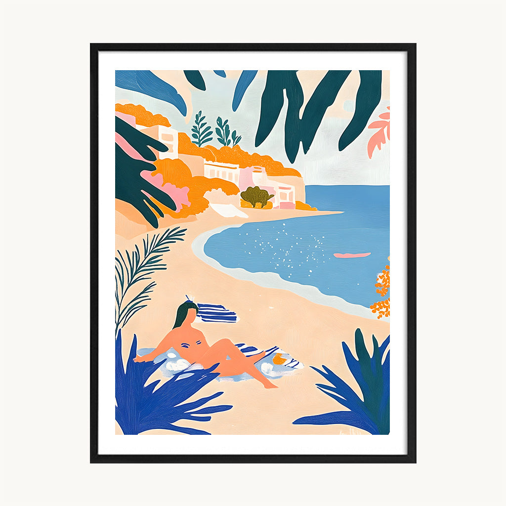Cuadro Playa Ilustración Tropical Colorida