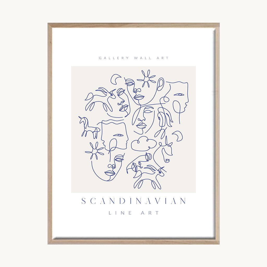 Cuadro Letras Ilustración Azul Clásica