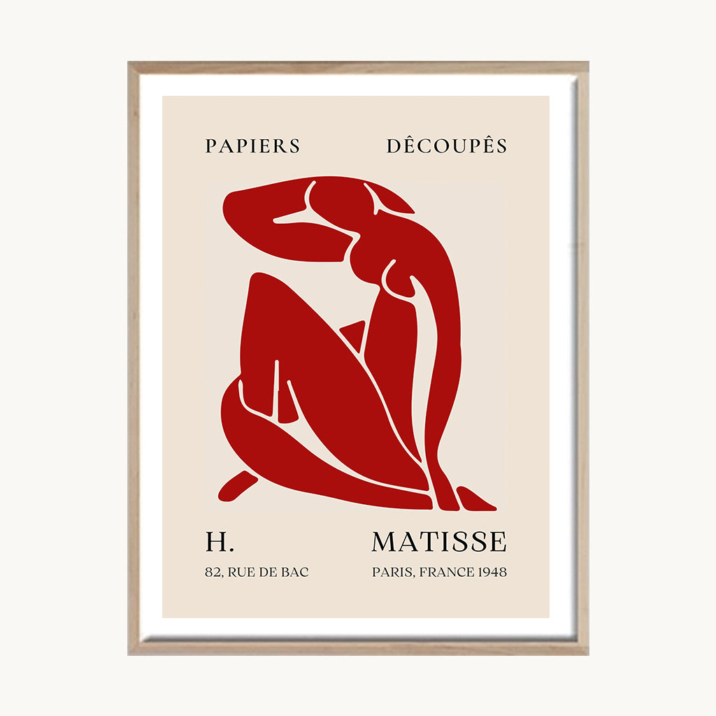 Cuadro Letras Matisse Rojo Silueta Mujer