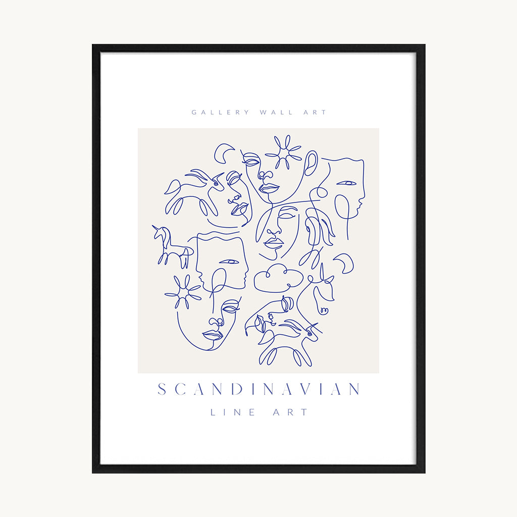 Cuadro Letras Ilustración Azul Clásica