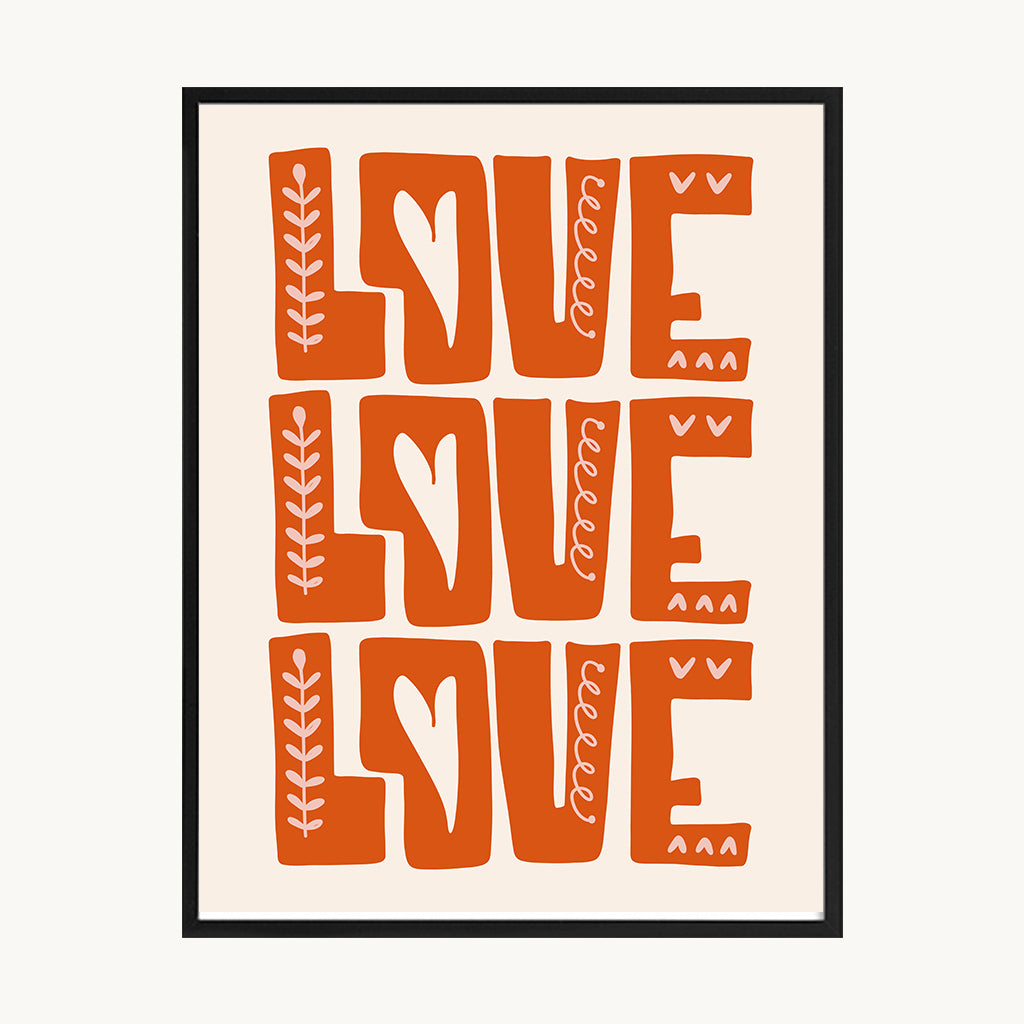Cuadro Letras Love Love Love Naranja