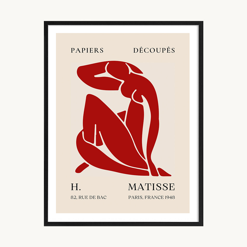 Cuadro Letras Matisse Rojo Silueta Mujer