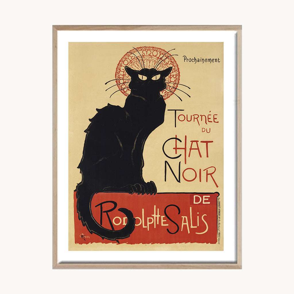 Cuadro Vintage ilustración gato negro retro