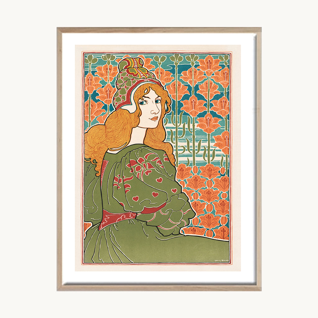 Cuadro Vintage ilustración Mujer patrón decorativo clásico