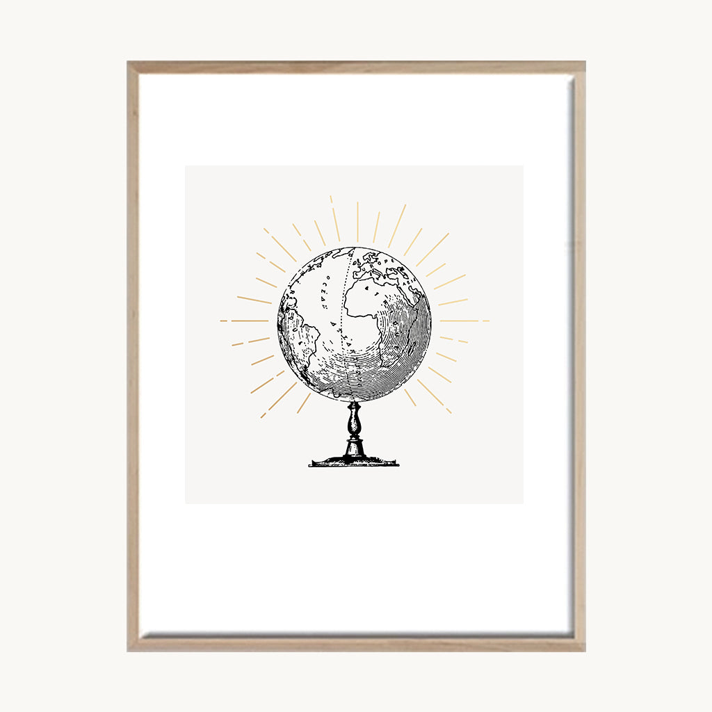 Cuadro Vintage ilustración globo terráqueo