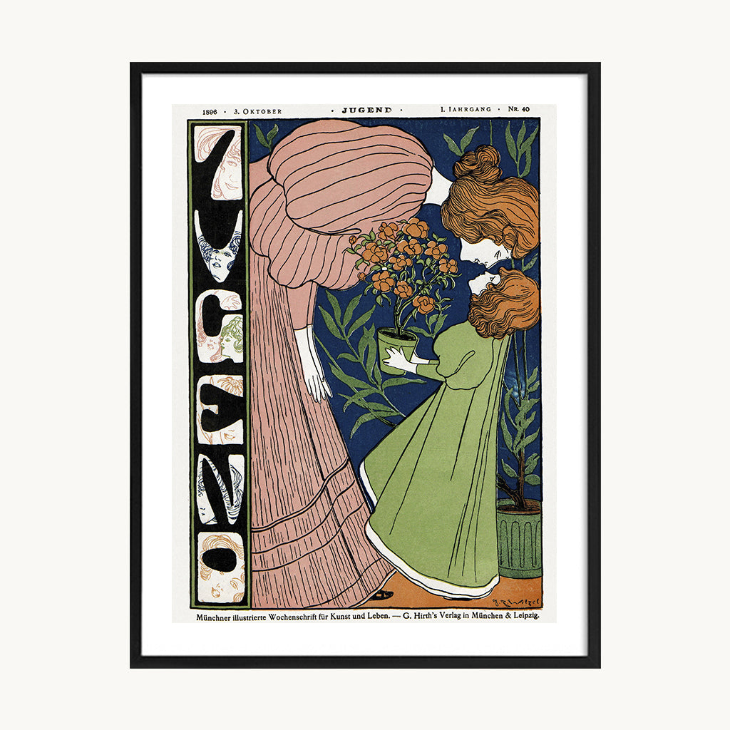 Cuadro Vintage ilustración clásica mujer y. niña