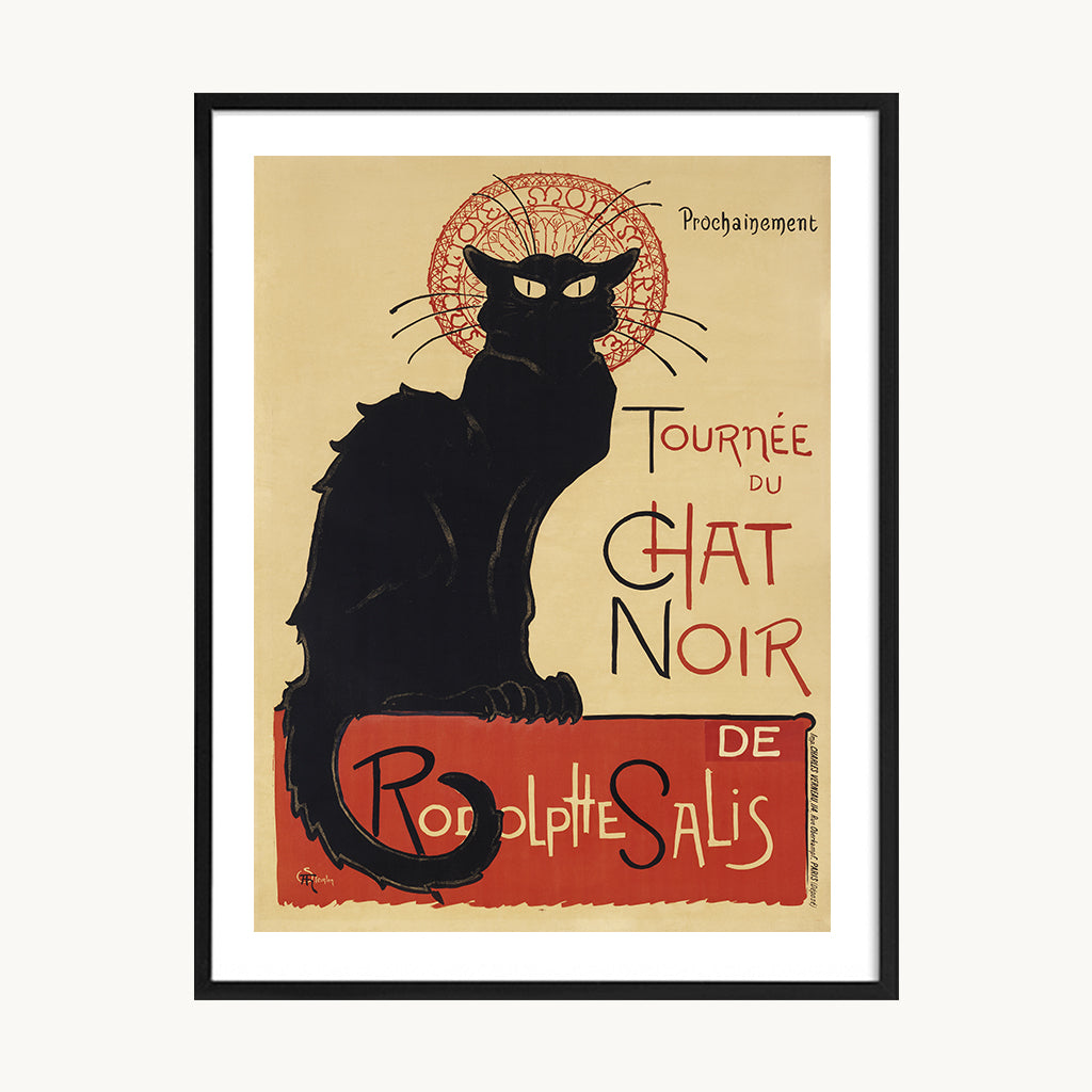 Cuadro Vintage ilustración gato negro retro