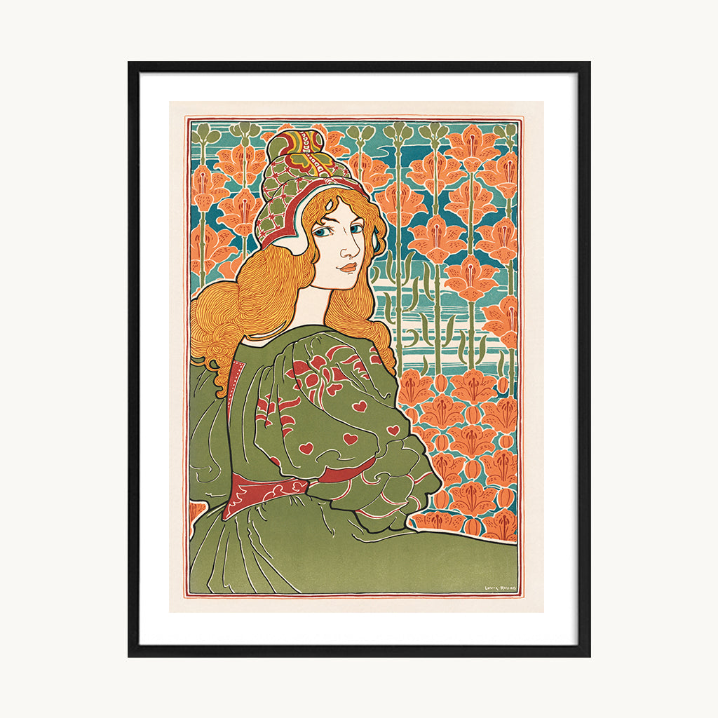 Cuadro Vintage ilustración Mujer patrón decorativo clásico