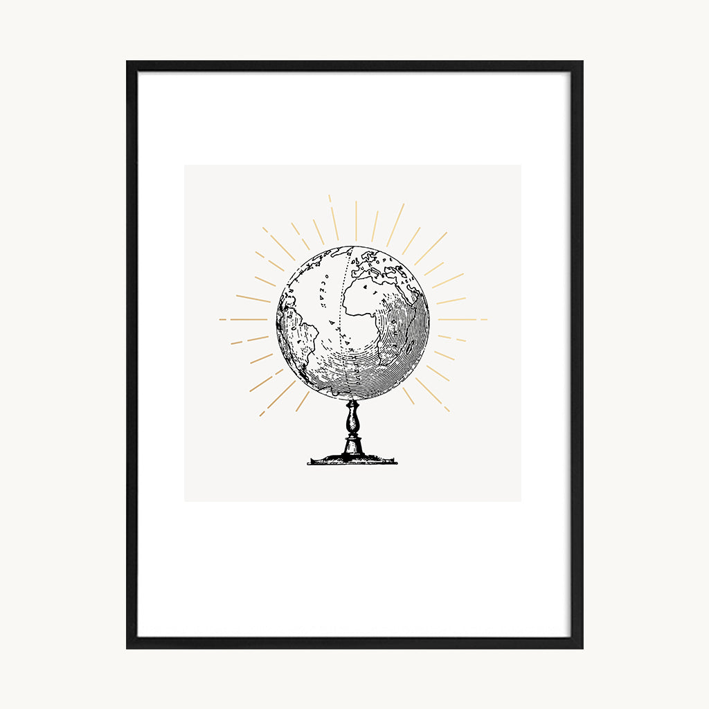 Cuadro Vintage ilustración globo terráqueo