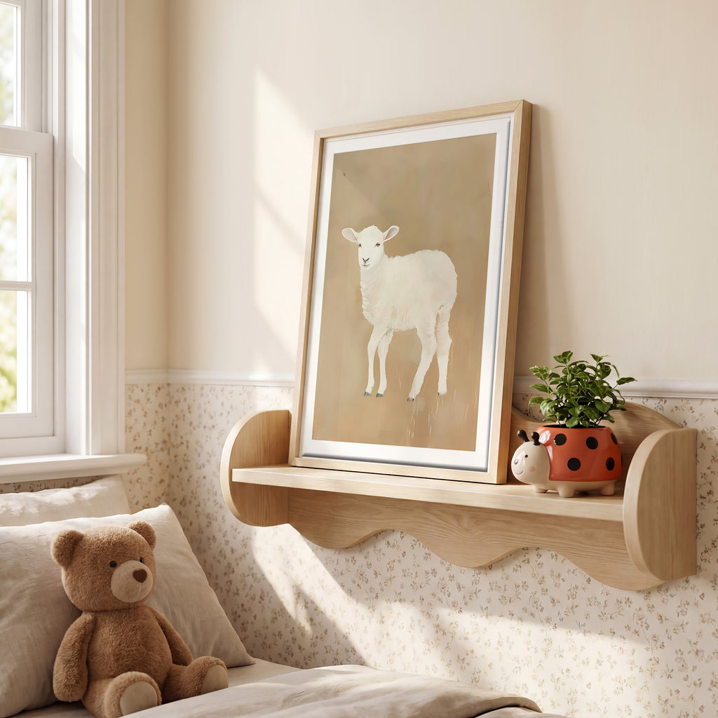 Cuadro Infantil Oveja Beige