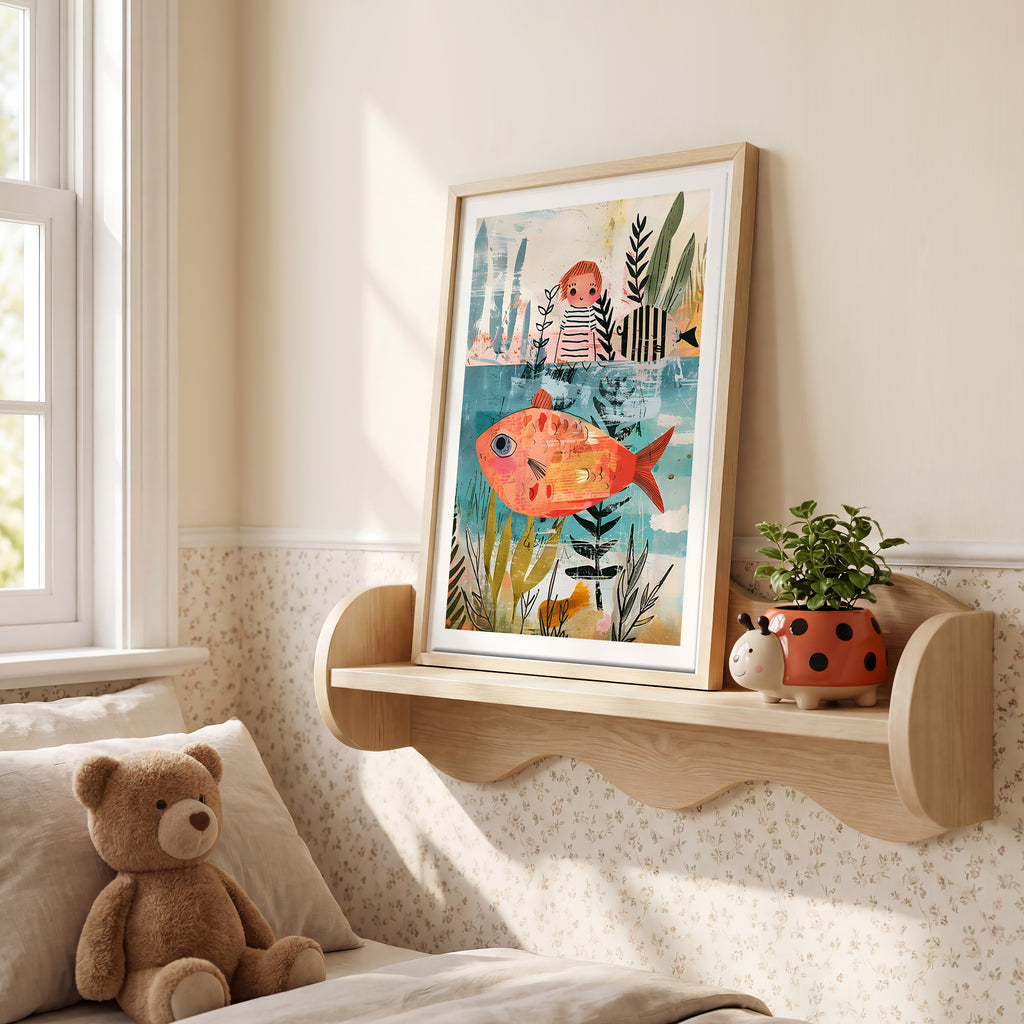 Cuadro Infantil Pez Naranja Fantasía