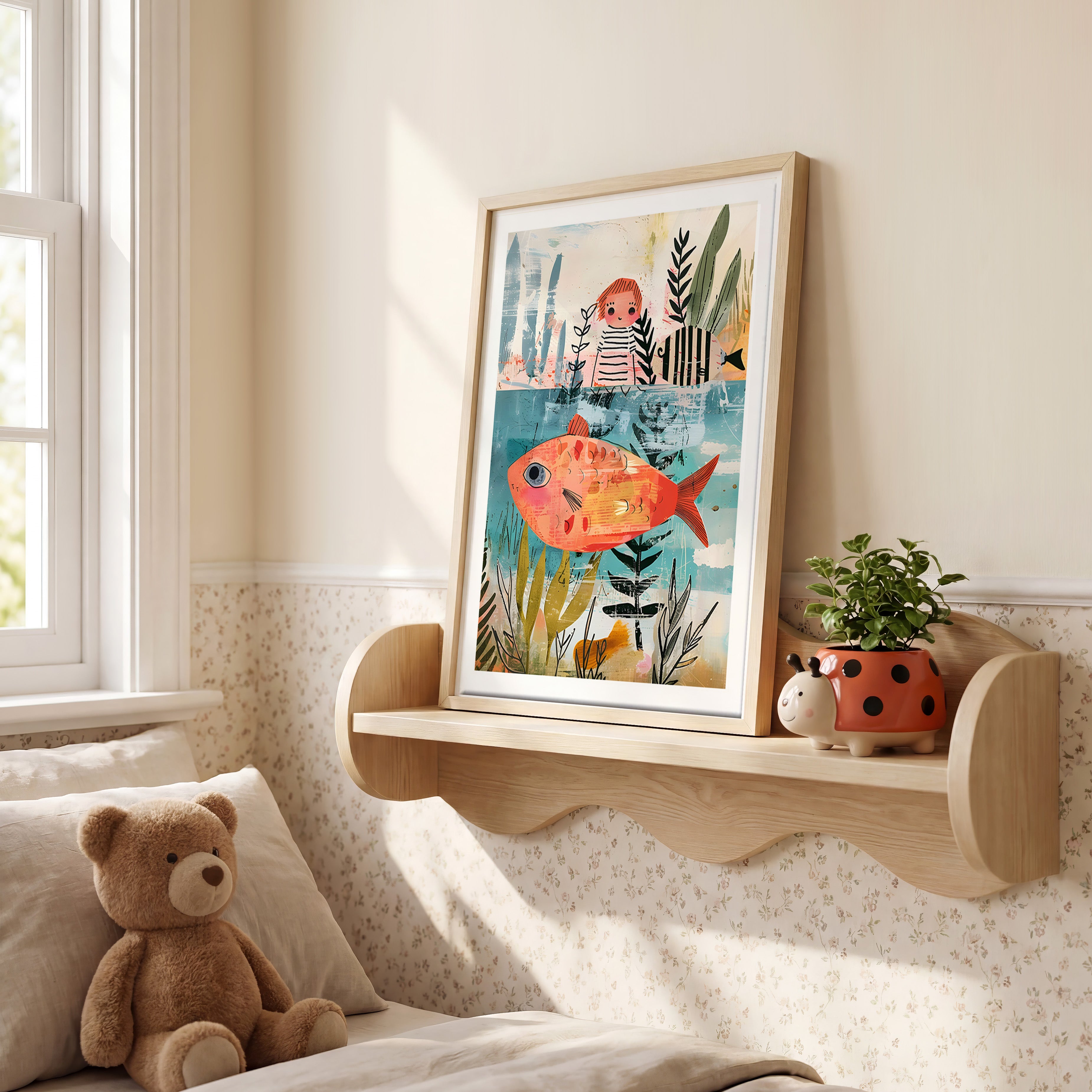 Cuadro Infantil Pez Naranja Fantasía
