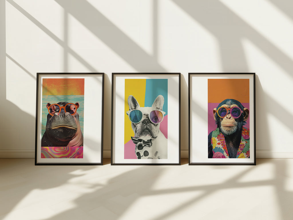 Cuadro Animales Rino con Gafas Estilo Pop