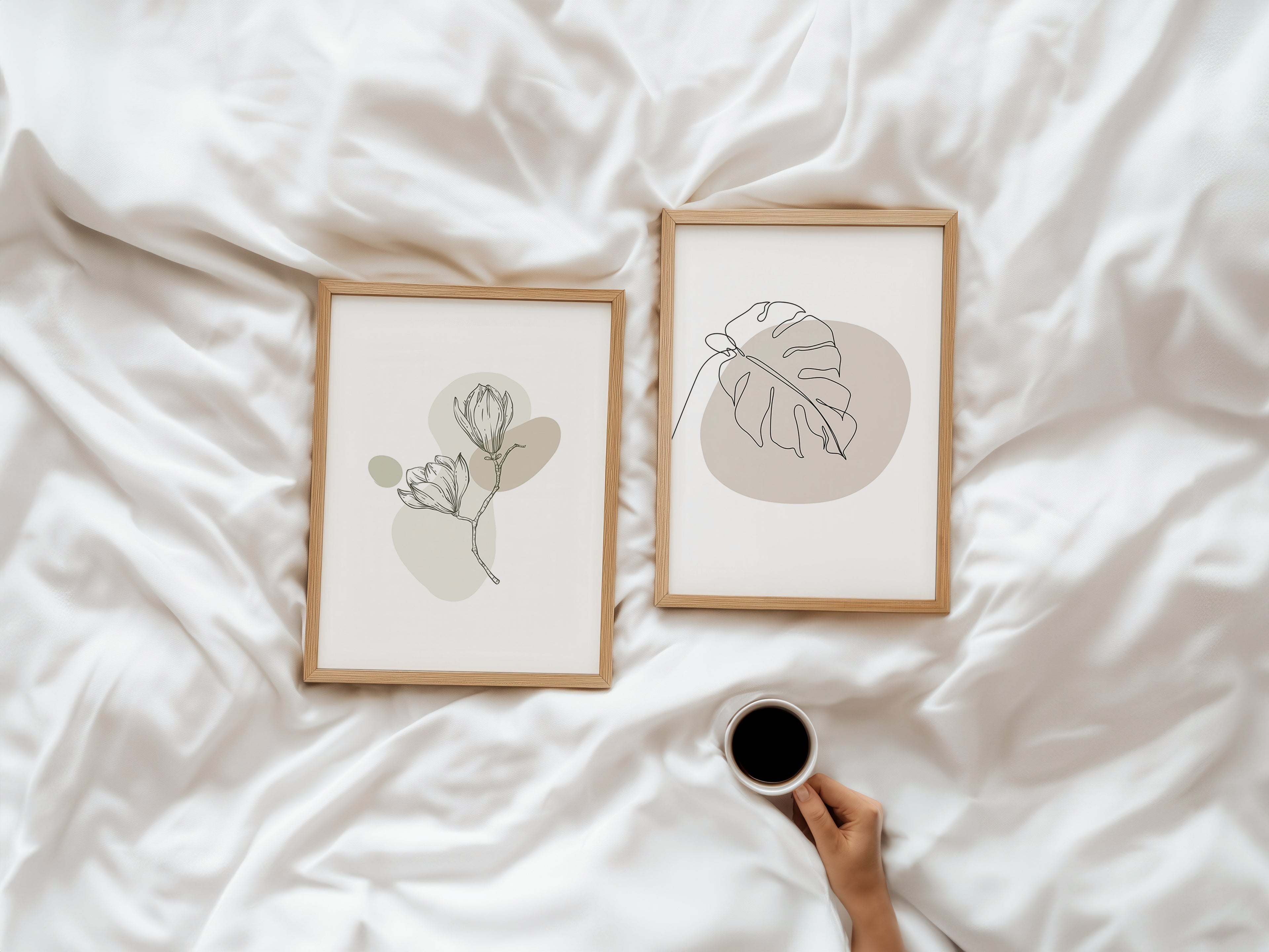 Cuadro Boho Hoja Minimal Beige Natural