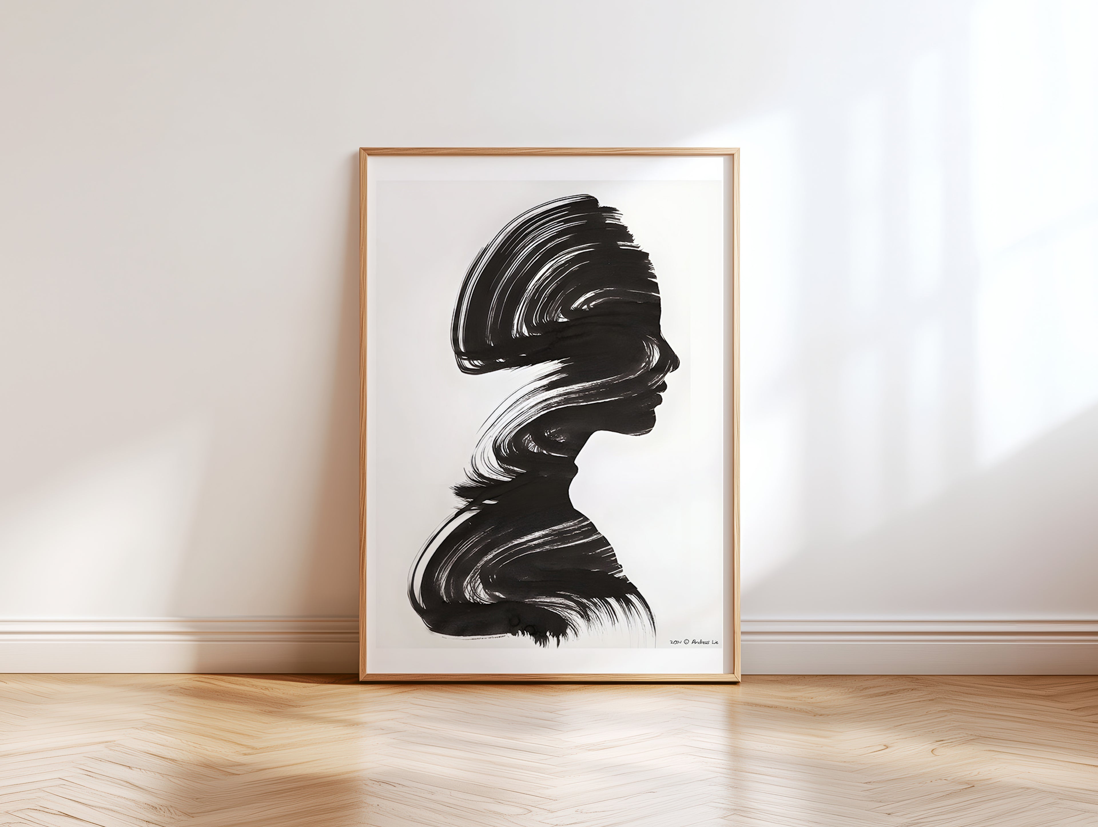 Cuadro Arte Moderno Perfil Escultura Negra