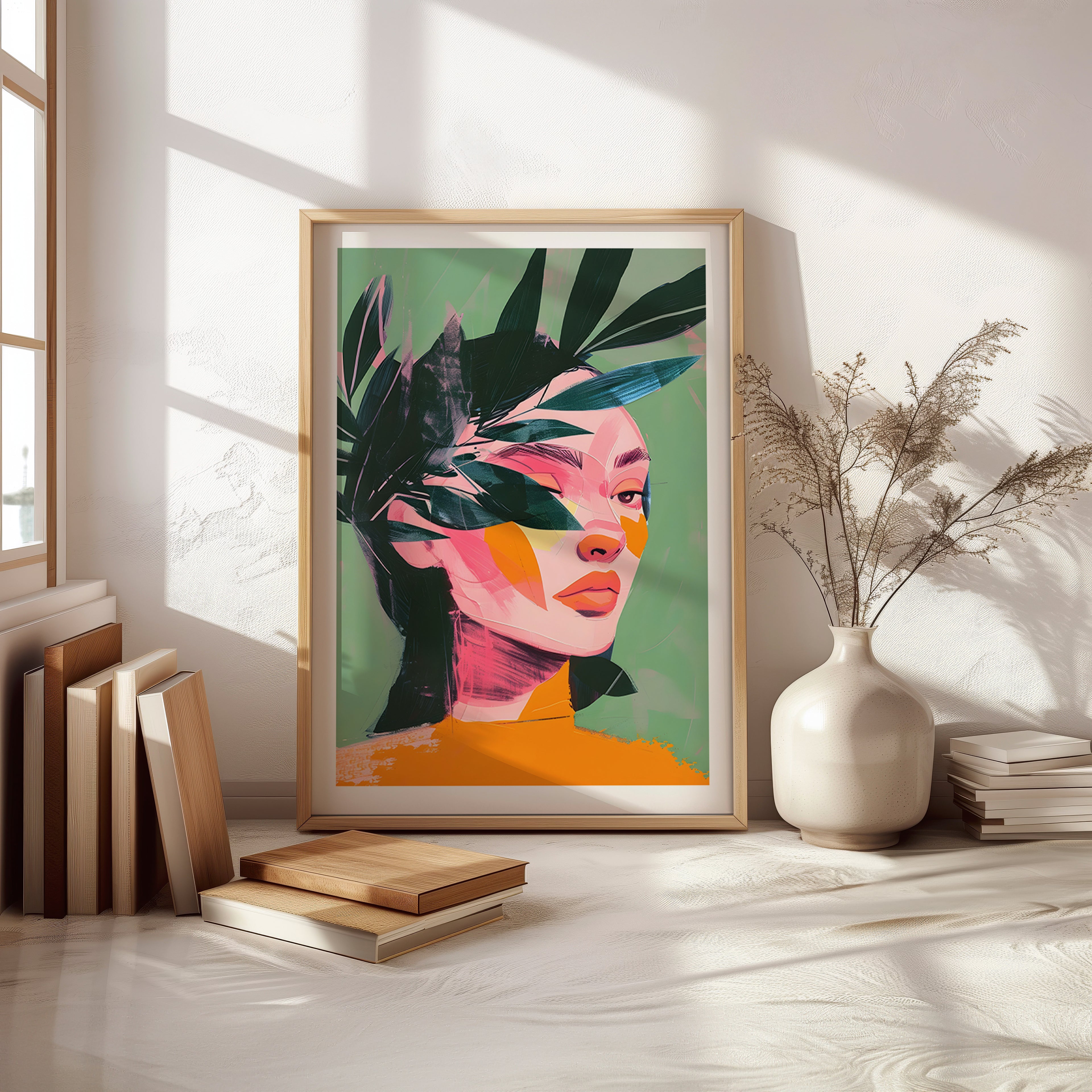 Cuadro Pop Rostro Botánico Tropical